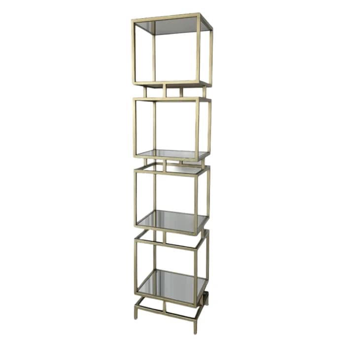 Cubo Antik Pirinç Kitaplık & Dekoratif Raf